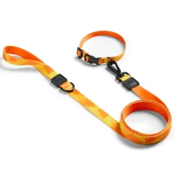 Adjustable Orange Geometric Dog Collar