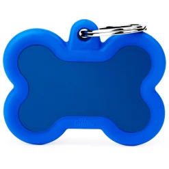 Aluminum Blue Bone with Blue Rubber ID Tag