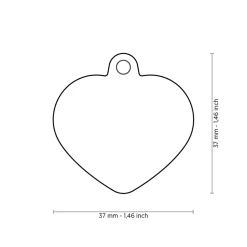 Aluminum Red Heart with Red Rubber ID Tag