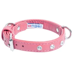 Athens Dog Collar Leather with Rhinestone Bubblegum Pink