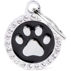Black Glam Paw Circle ID Tag