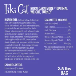 Born Carnivore Optimal Weight Turkey Recipe Adult Cat Food