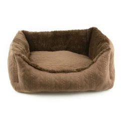 Cable Knit Bolster Bed Brown