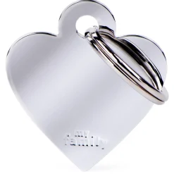 Chrome Plated Brass Heart ID Tag