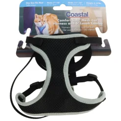 Comfort Soft Adjustable Black Mesh Cat Harness & Leash
