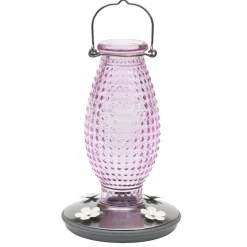 Cranberry Hobnail Vintage Hummingbird Feeder