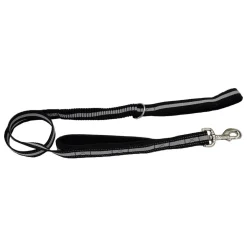 Double Handle Bungee Dog Leash Black