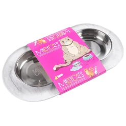 Double Silicone Marble Feeder with Stainless Saucer Shaped Bowls