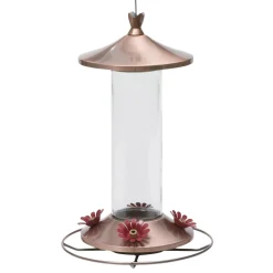Elegant Copper Glass Hummingbird Feeder
