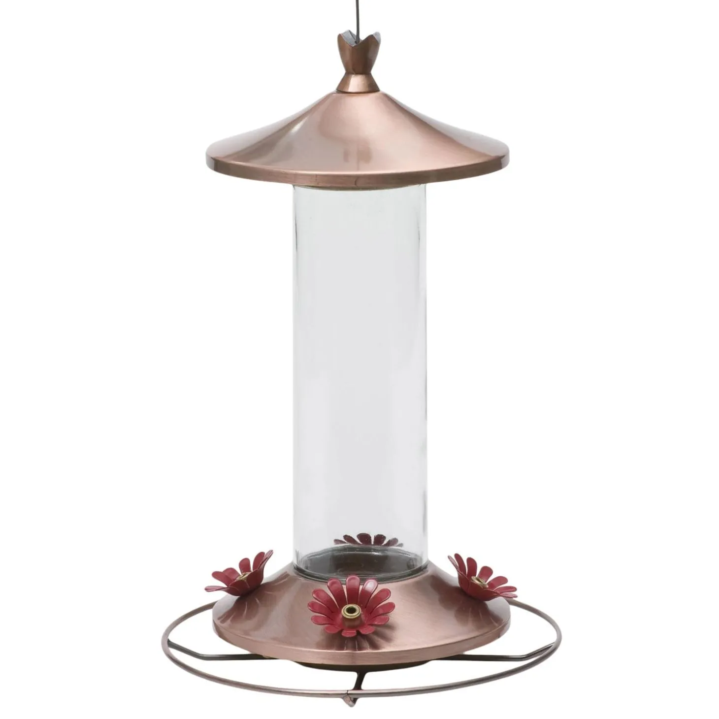 Elegant Copper Glass Hummingbird Feeder