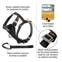 Enhanced Strength Tru-Fit Black Dog Car Harness & Seatbelt Tether