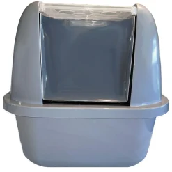 EZ Clean Enclosed Grey Litter Box With Flip Top Odour Door