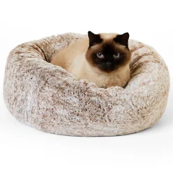 Faux Fur Round Cuddler Brown Bed
