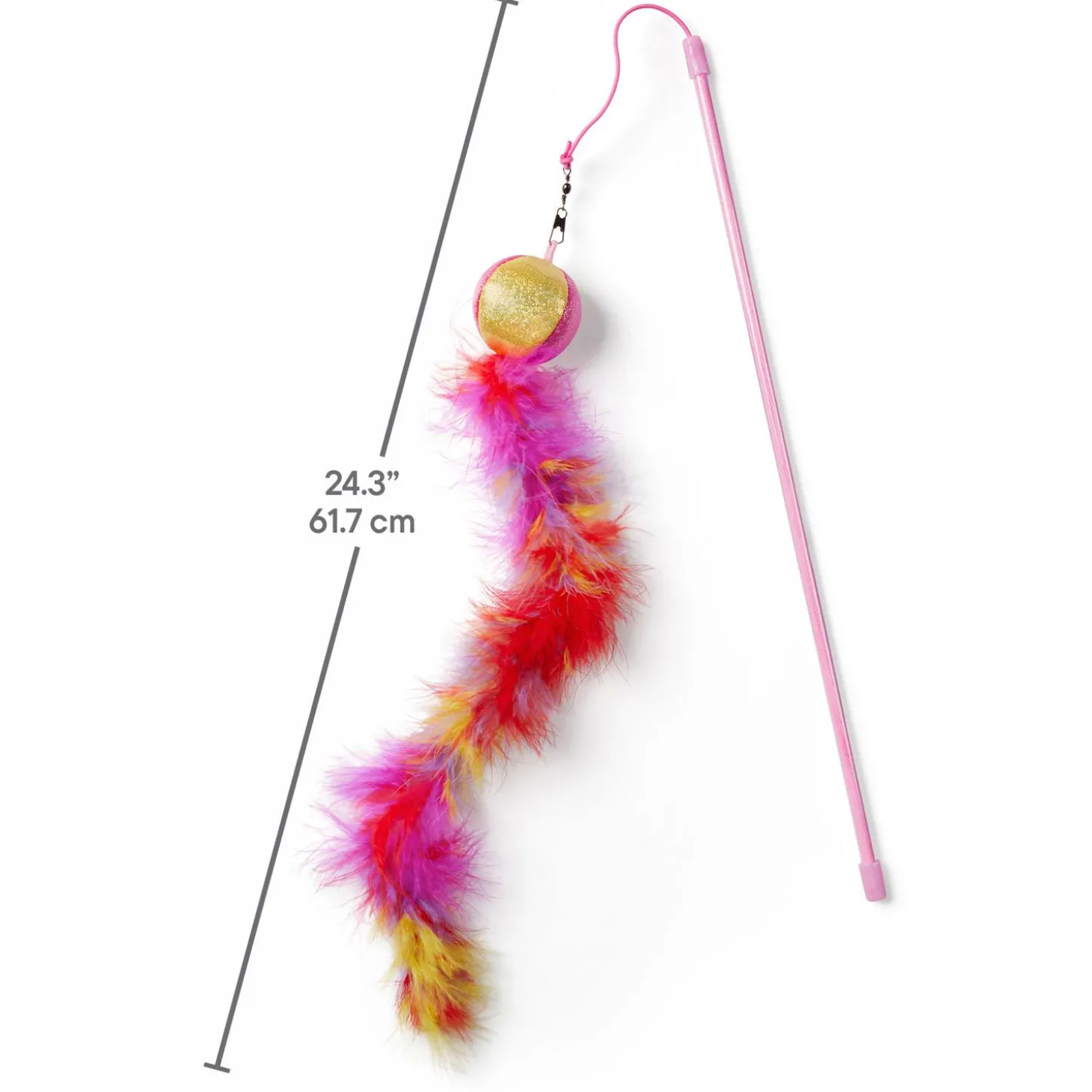 Feather Ball Pink Teaser Wand Cat Toy
