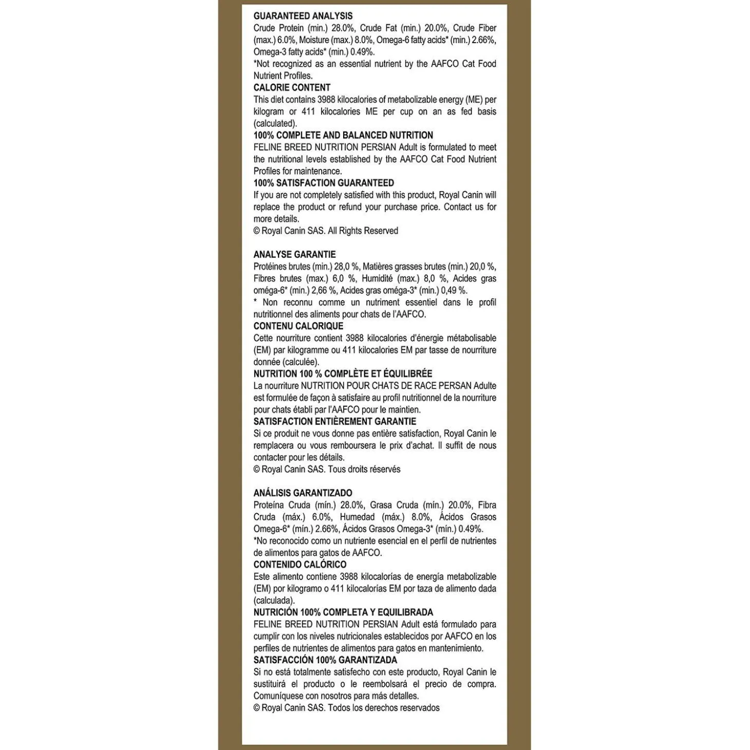 Feline Breed Nutrition Persian Adult Cat Food