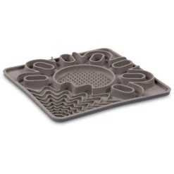 Framed Interactive Silicone Multi-Surface Grey Lick Bowl Mat
