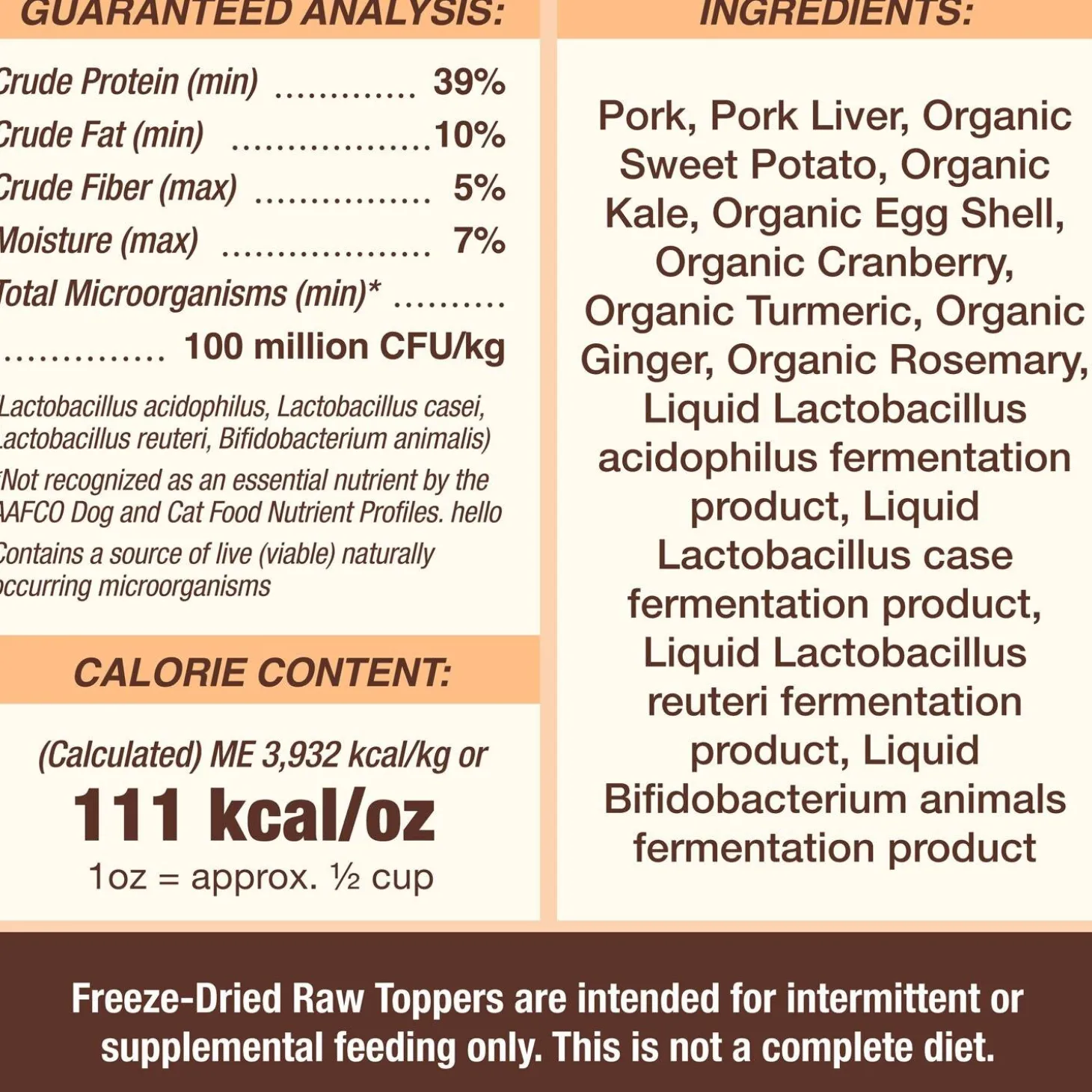 Freeze-Dried Raw Toppers Cupboard Cuts Pork Recipe Dog & Cat Food
