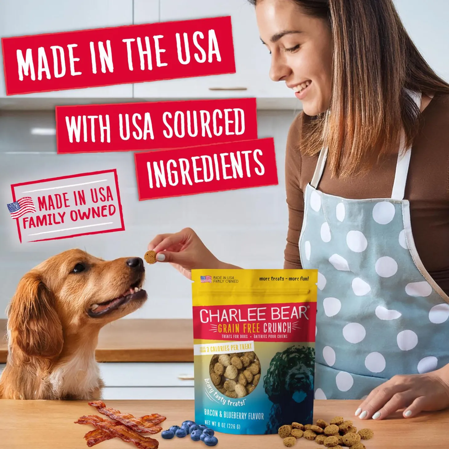 Grain Free Crunch Bacon & Blueberry Flavour Dog Treats