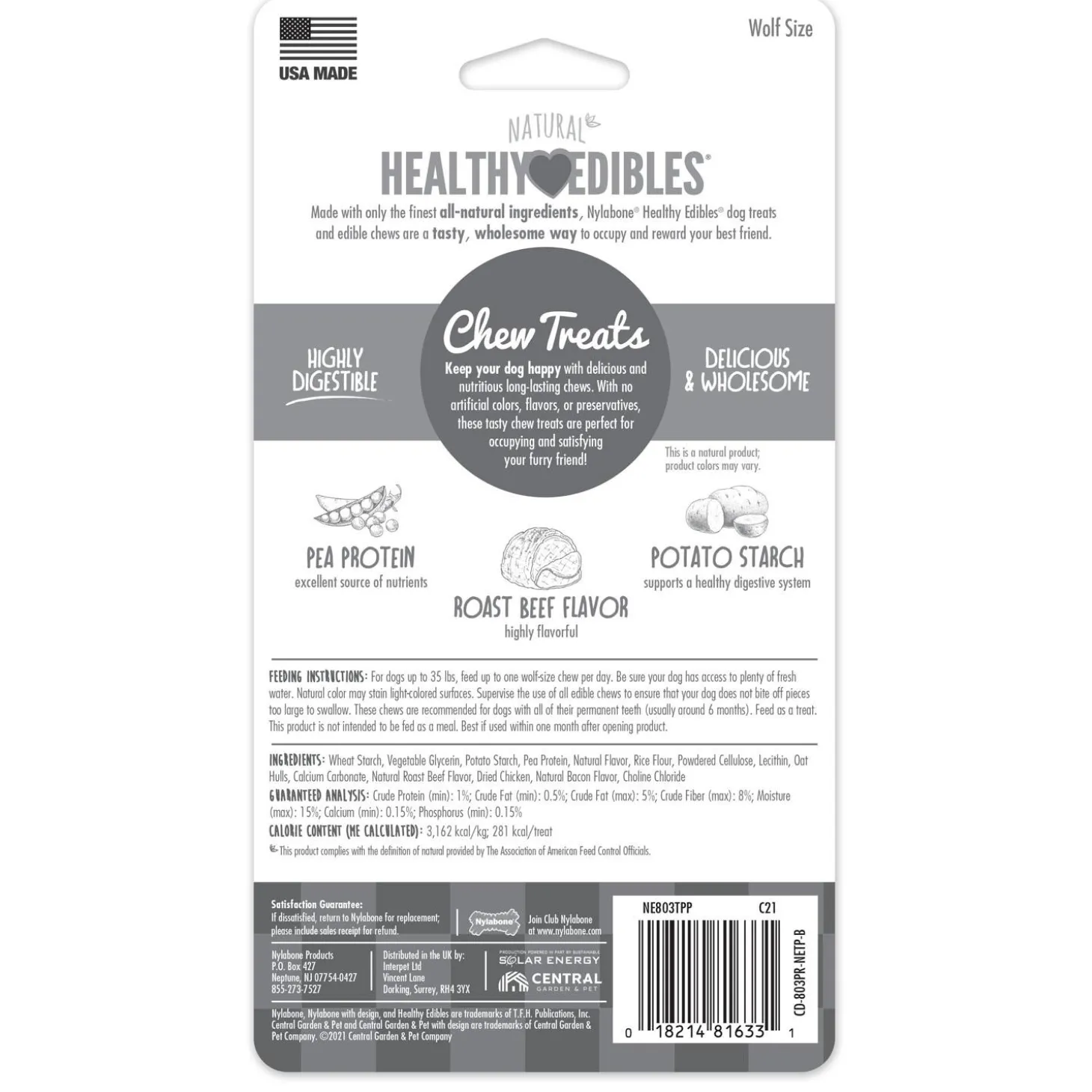 Healthy Edibles Roast Beef Flavour Wolf Dog Treats