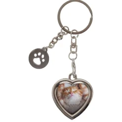 Heart with Paw Charm Keychain