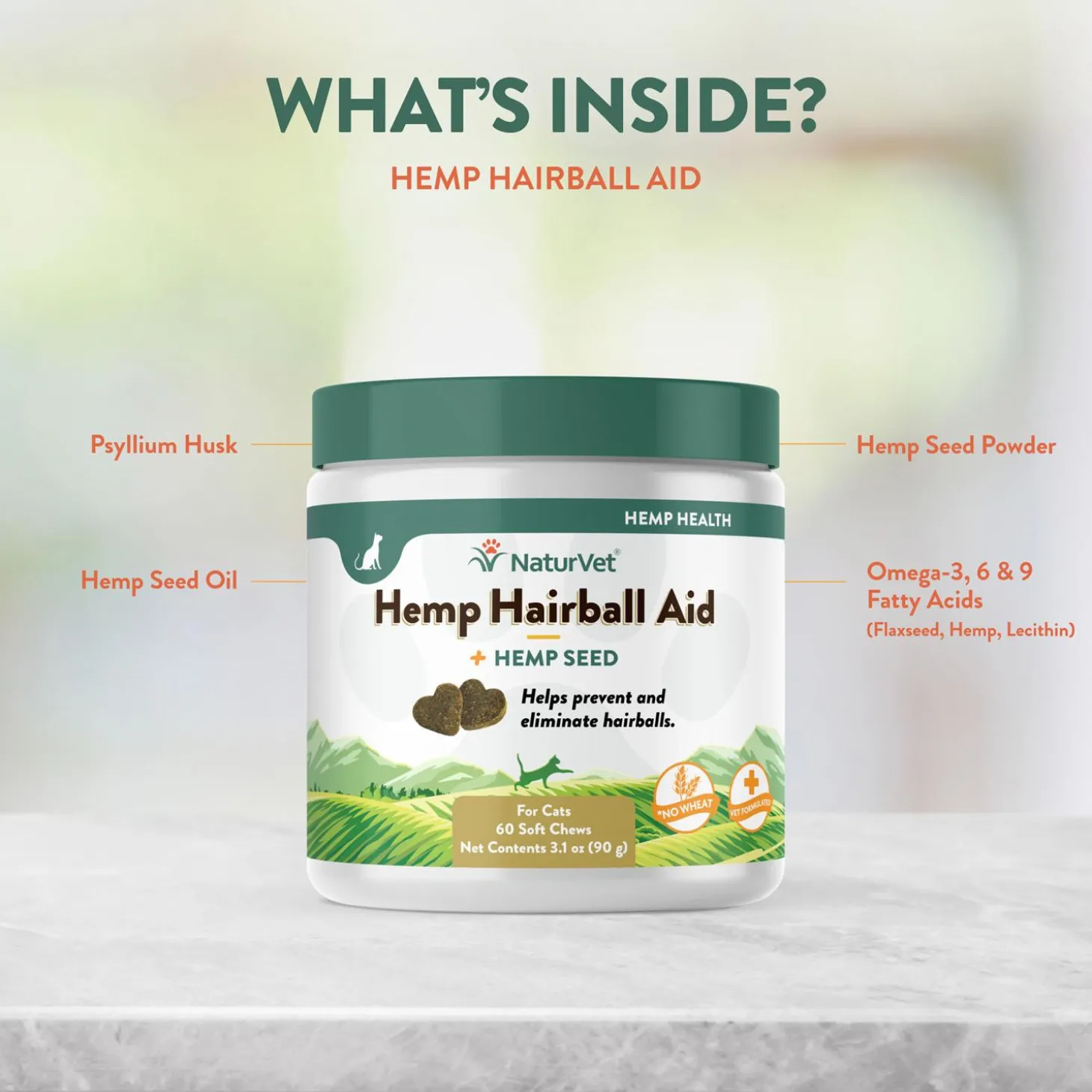 Hemp Hairball Aid Soft Cat Chews