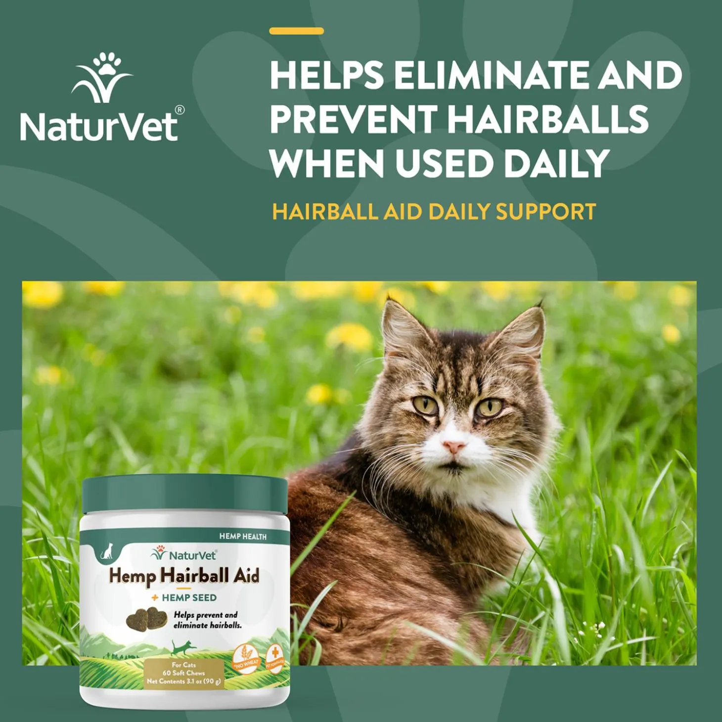 Hemp Hairball Aid Soft Cat Chews
