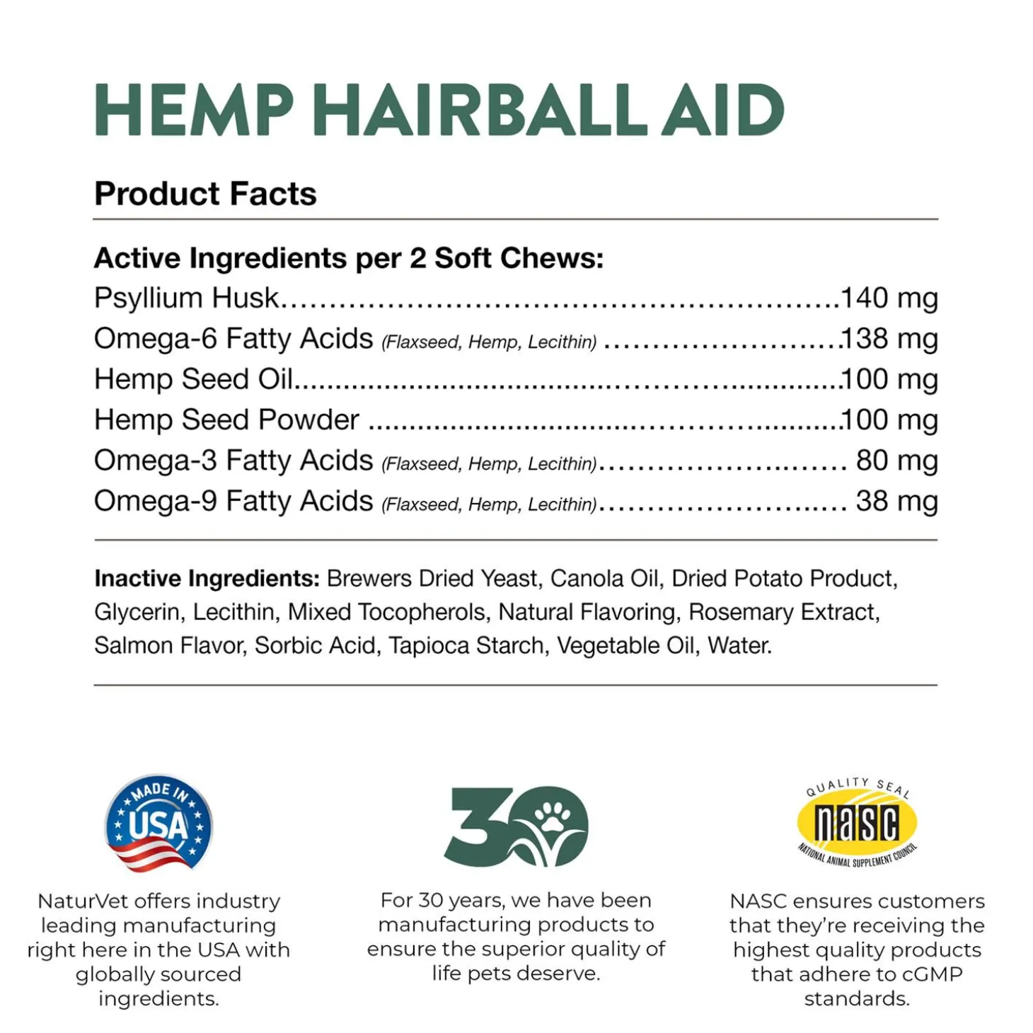 Hemp Hairball Aid Soft Cat Chews