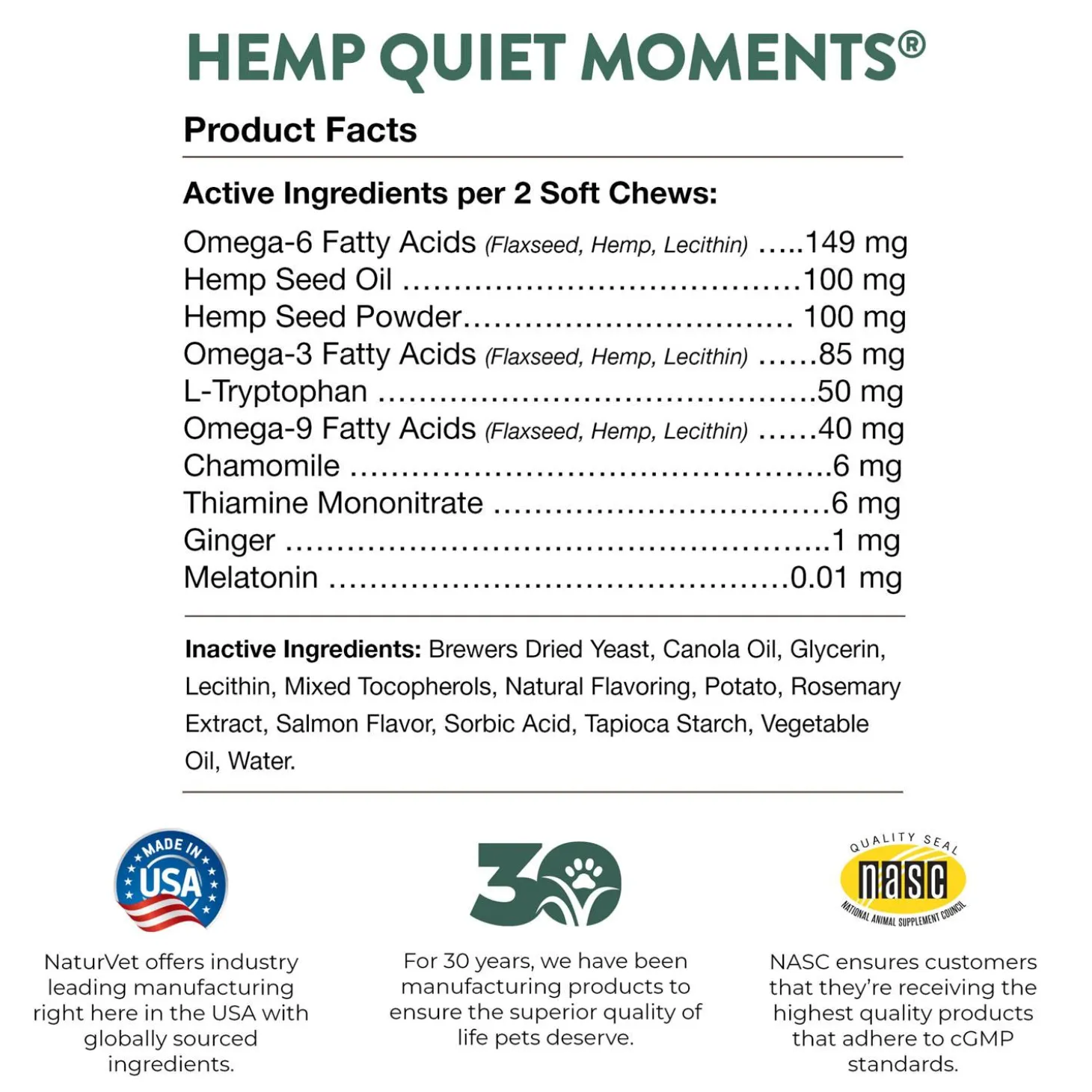 Hemp Quiet Moments Calming Soft Cat Chews