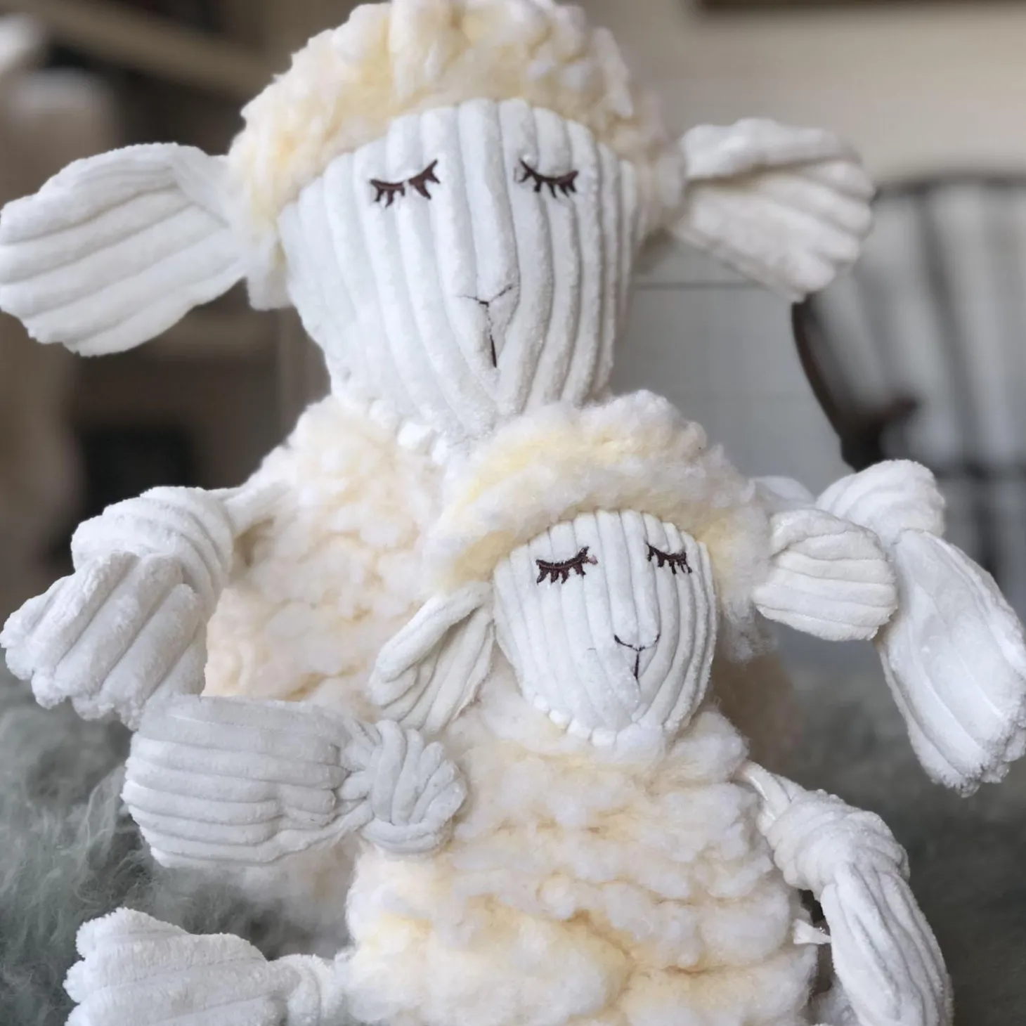 HuggleFleece FlufferKnottie Louise the Lamb Dog Toy