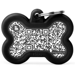 Hushtag Plus QR Code Black Bone ID Tag