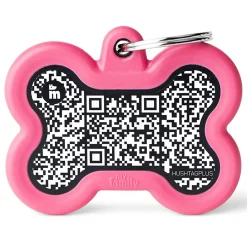 Hushtag Plus QR Code Pink Bone ID Tag