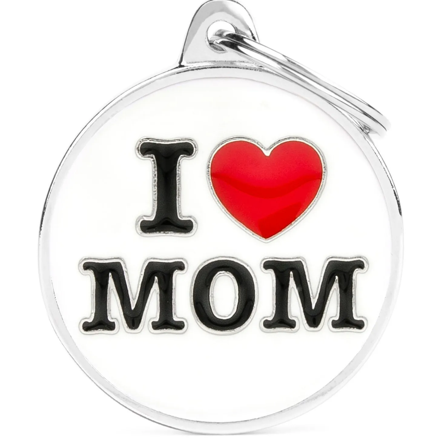 I Love Mom Circle ID Tag