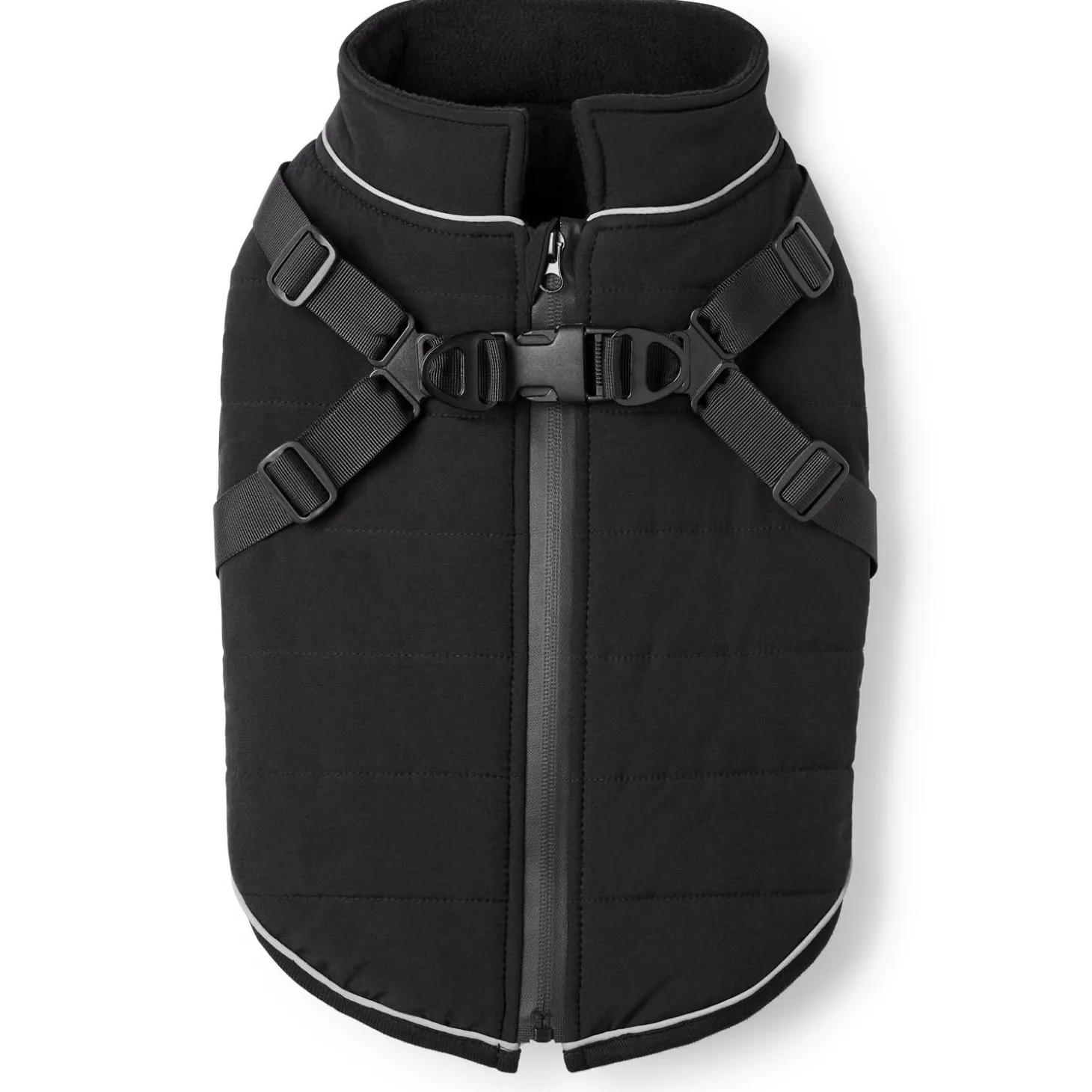 2-in-1 Harness Black Puffer Vest