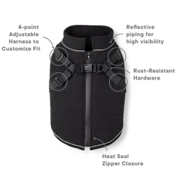 2-in-1 Harness Black Puffer Vest