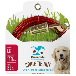 Large Dog Red Cable Tie-Out with Shock Absorbing Spring