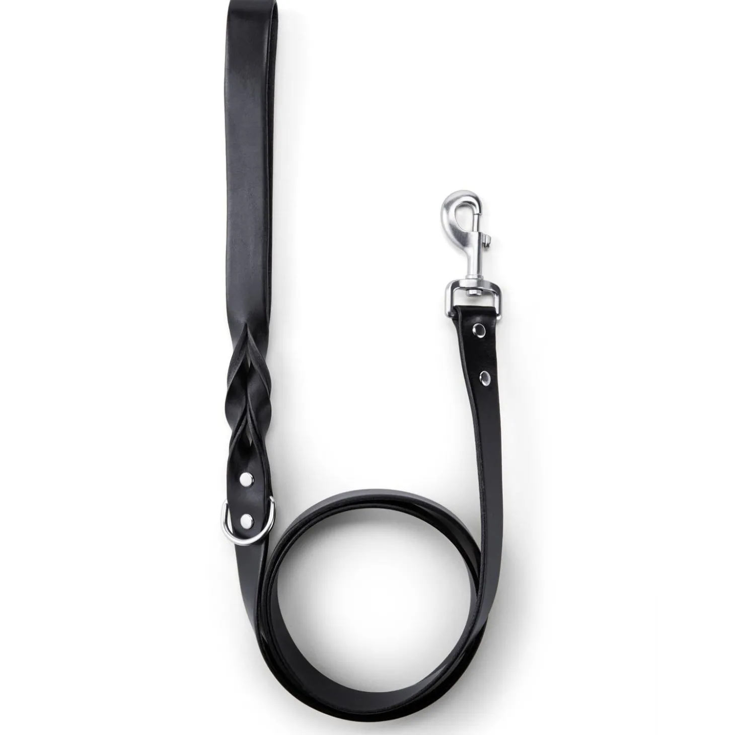 Leather 1in Black Dog Leash