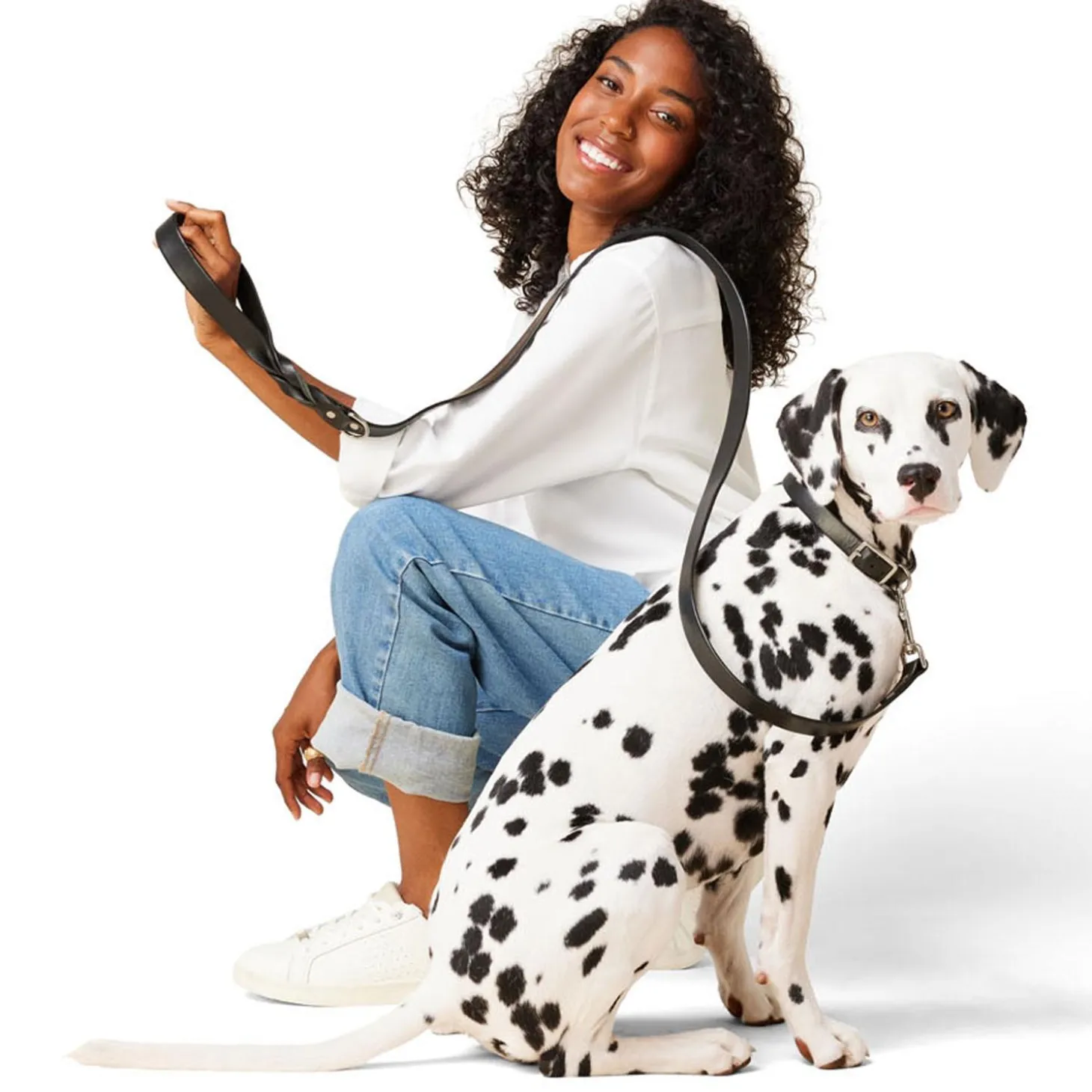 Leather 1in Black Dog Leash