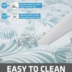 Light Blue Floral Cat Litter Mat