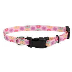 Li'l Pals Adjustable Nylon Collar - Pink Flowers