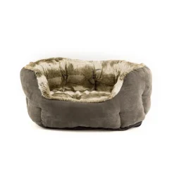 Marble Grey Plush & Faux Suede Bolster Bed