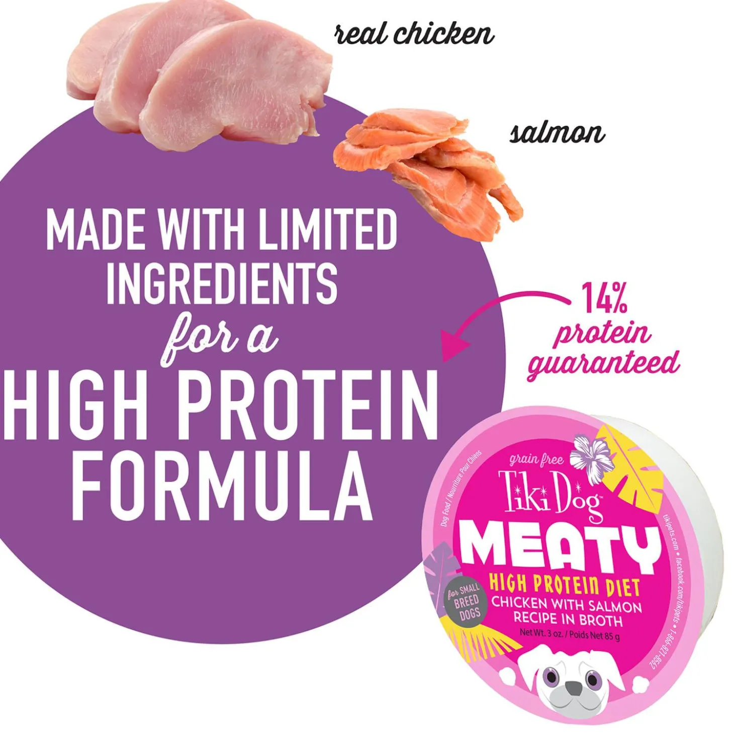 Meaty Chicken with Salmon Recipe in Broth Dog Food