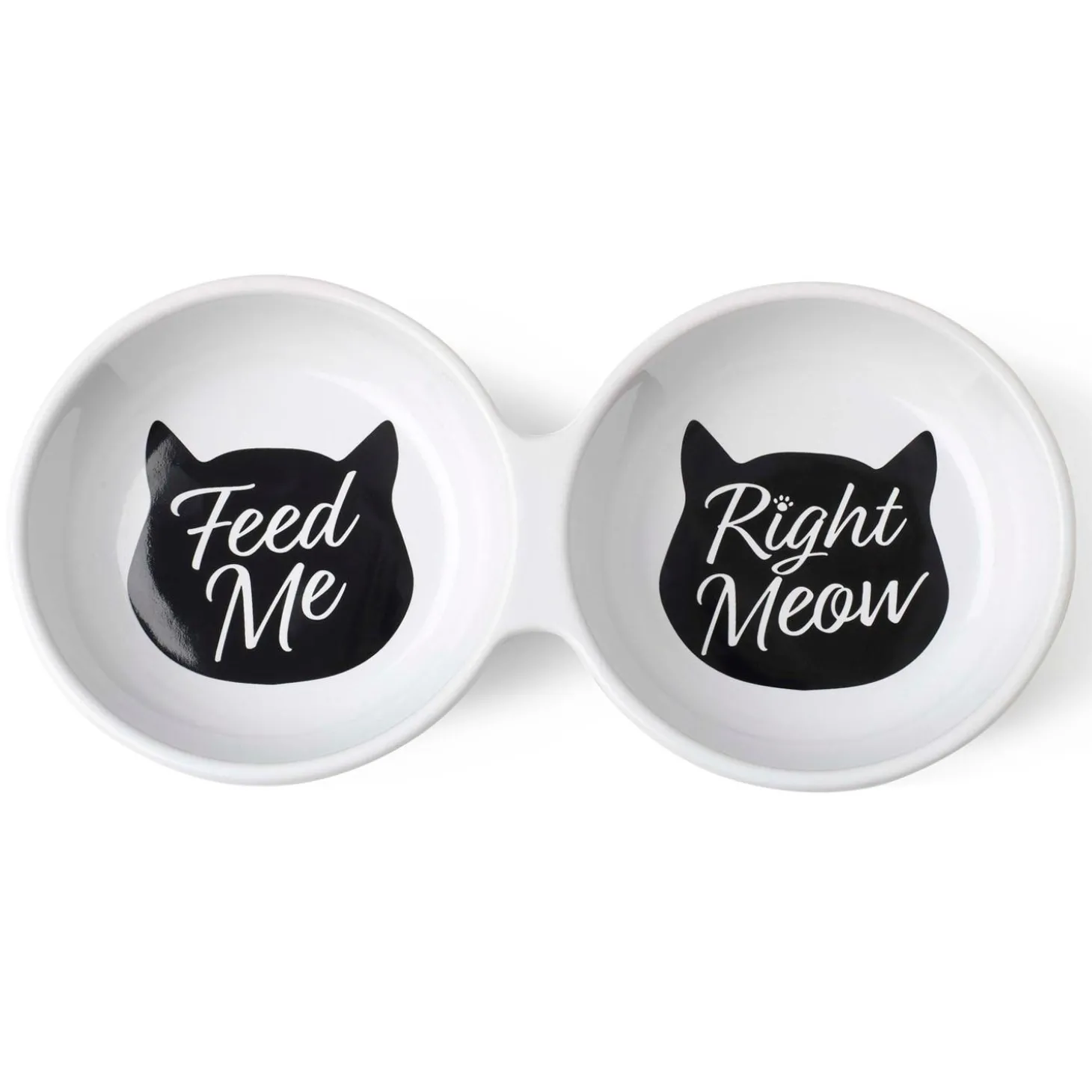 Meow Kitty Duo White Bowls