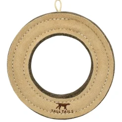 Natural Leather & Wool Ring Dog Toy