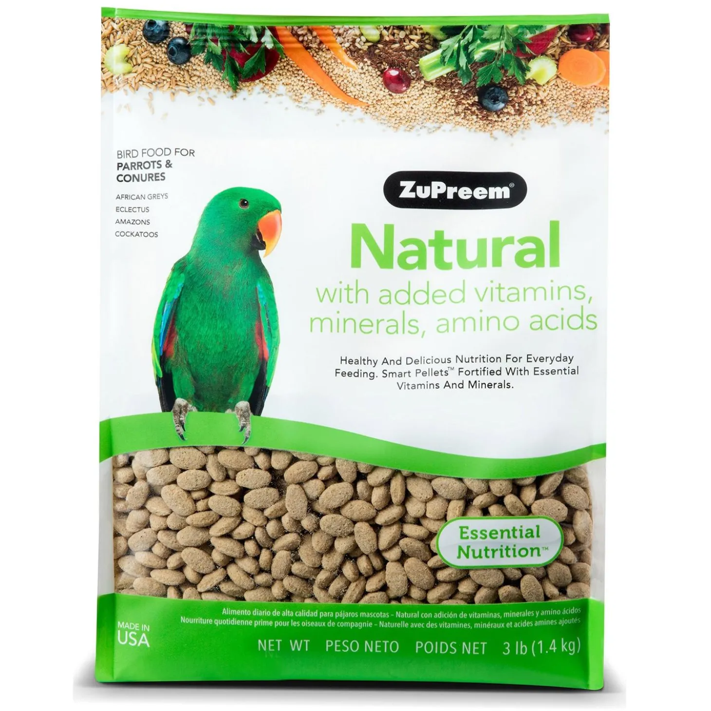 Natural with Added Vitamins, Minerals, Animo Acids Parrots & Conures Bird Food