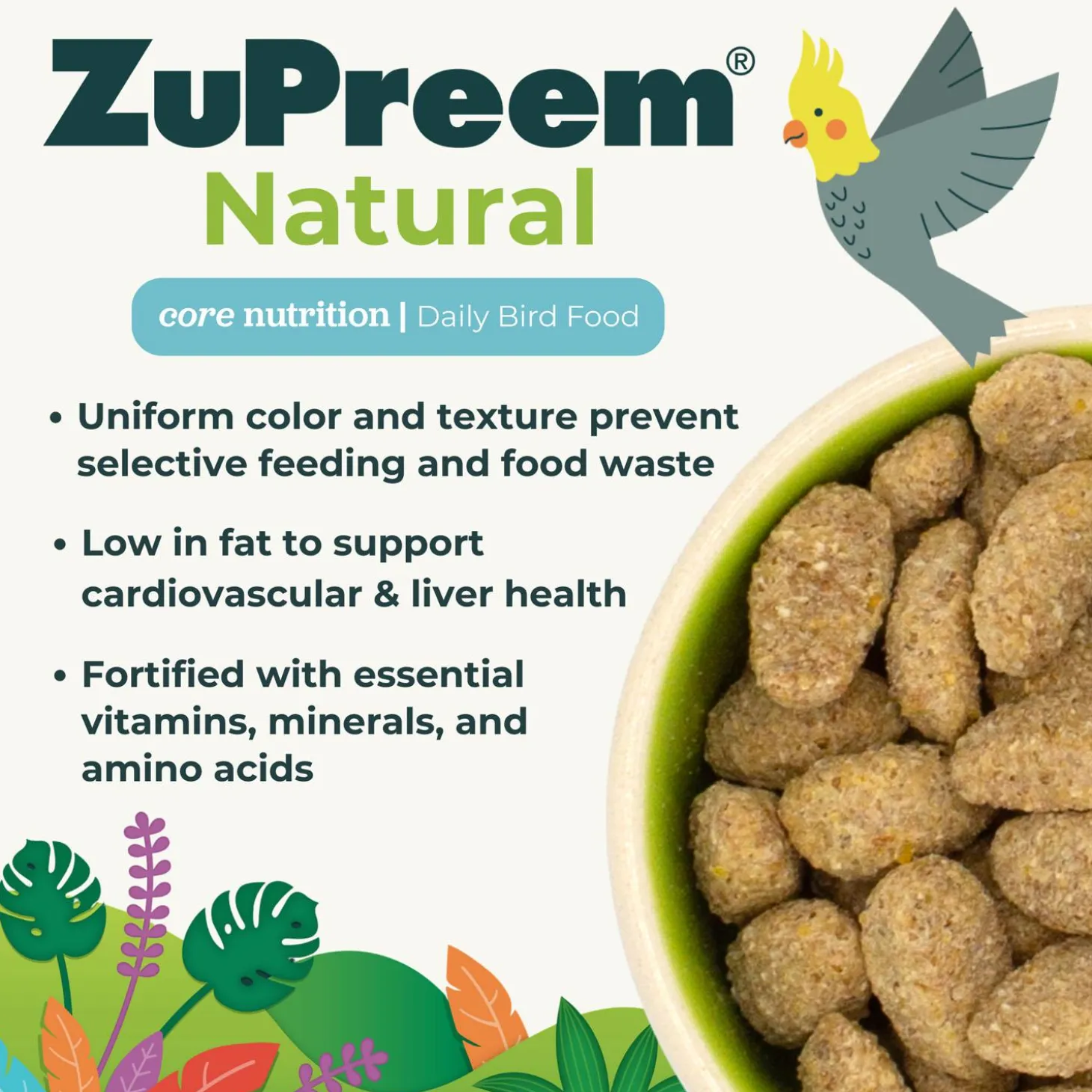 Natural with Added Vitamins, Minerals, Animo Acids Parrots & Conures Bird Food