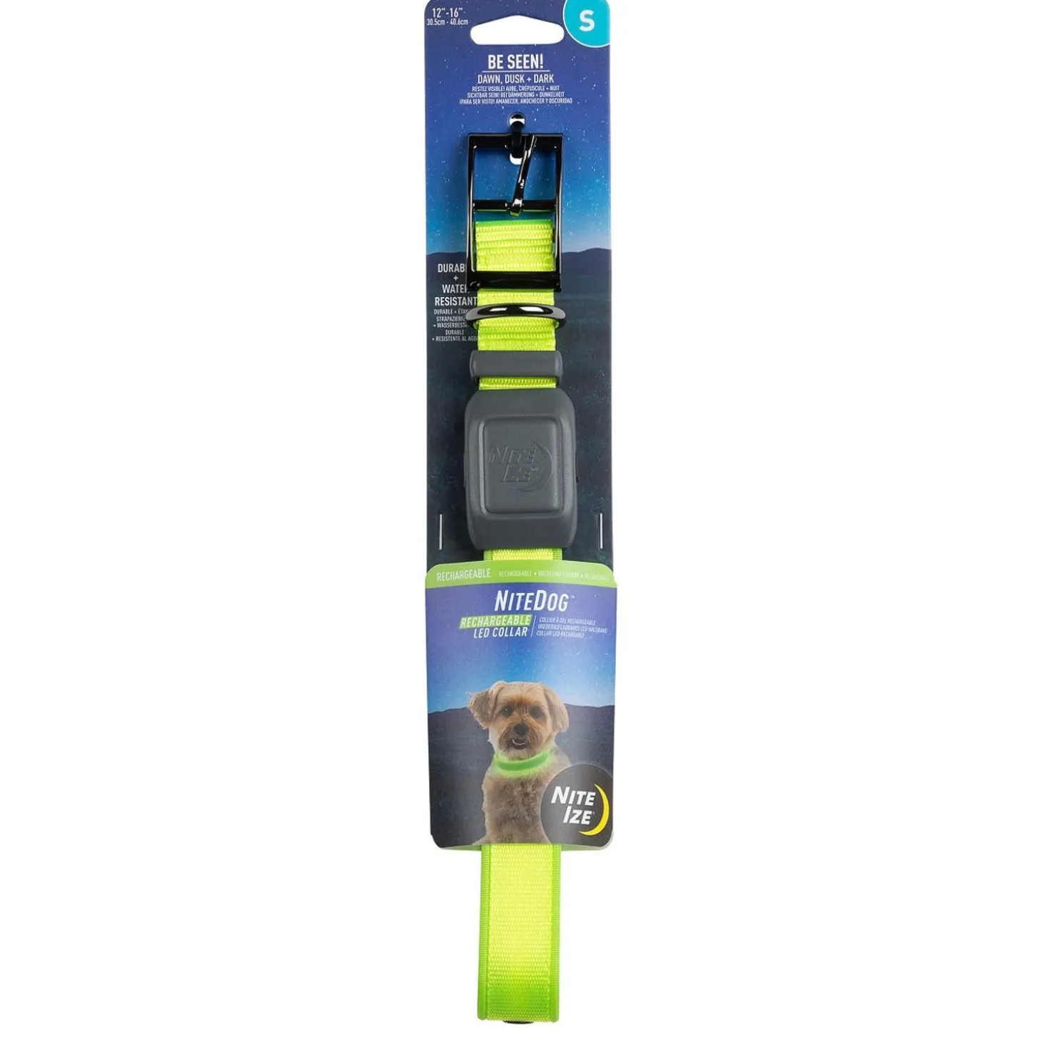 NiteDog Rechargeable LED Lime Green Dog Collar