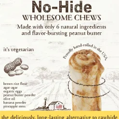 No-Hide Peanut Butter Stix Natural Rawhide Alternative Dog & Cat Chew