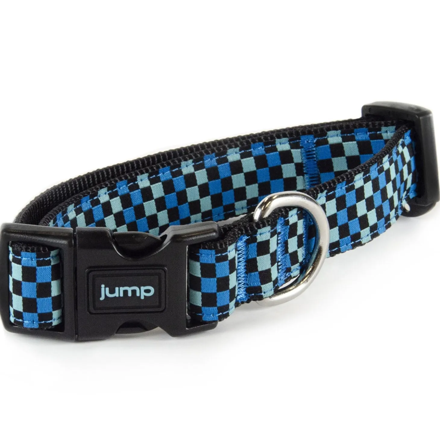 Nylon Adjustable Blue Gingham Dog Collar