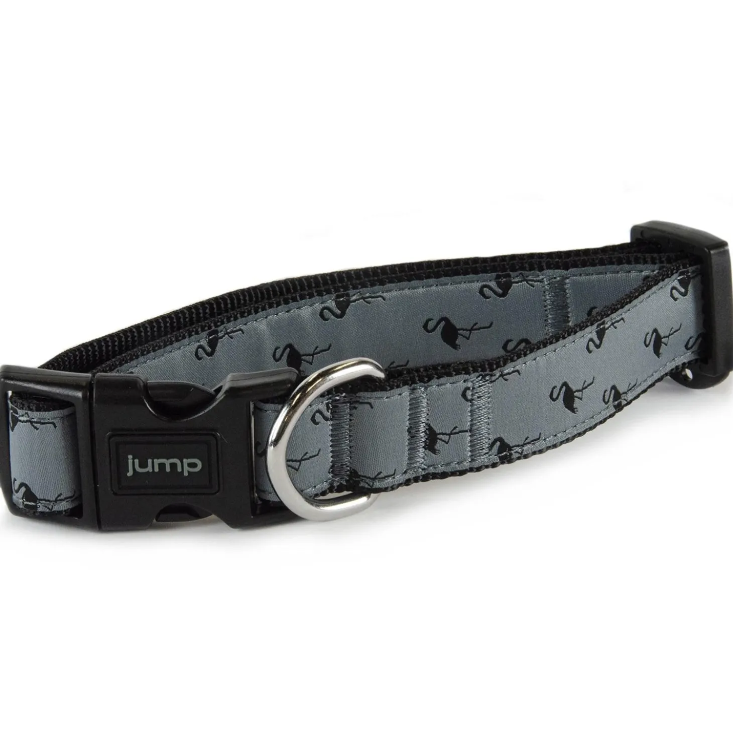 Nylon Adjustable Grey Flamingo Dog Collar
