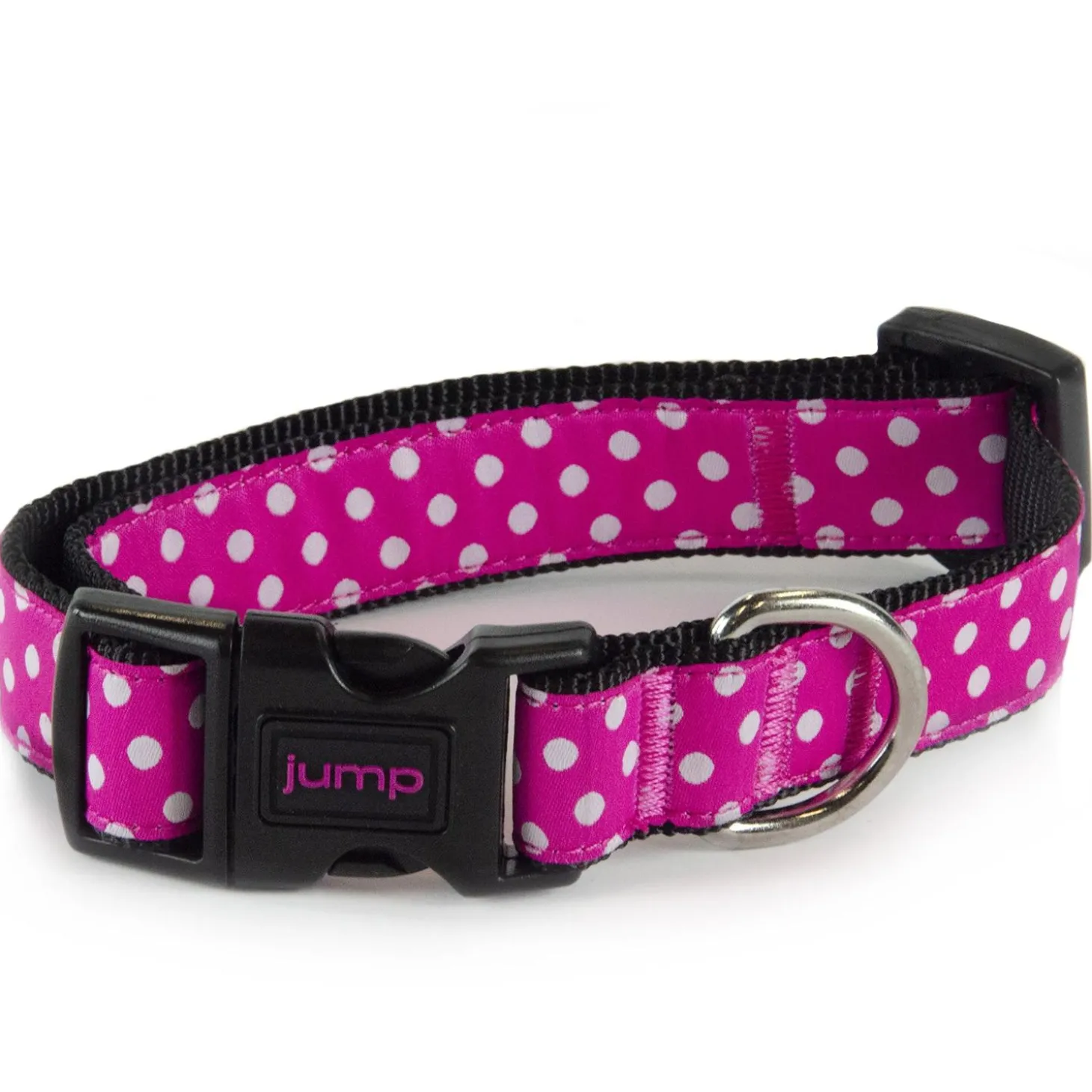 Nylon Adjustable Pink Polka Dot Dog Collar